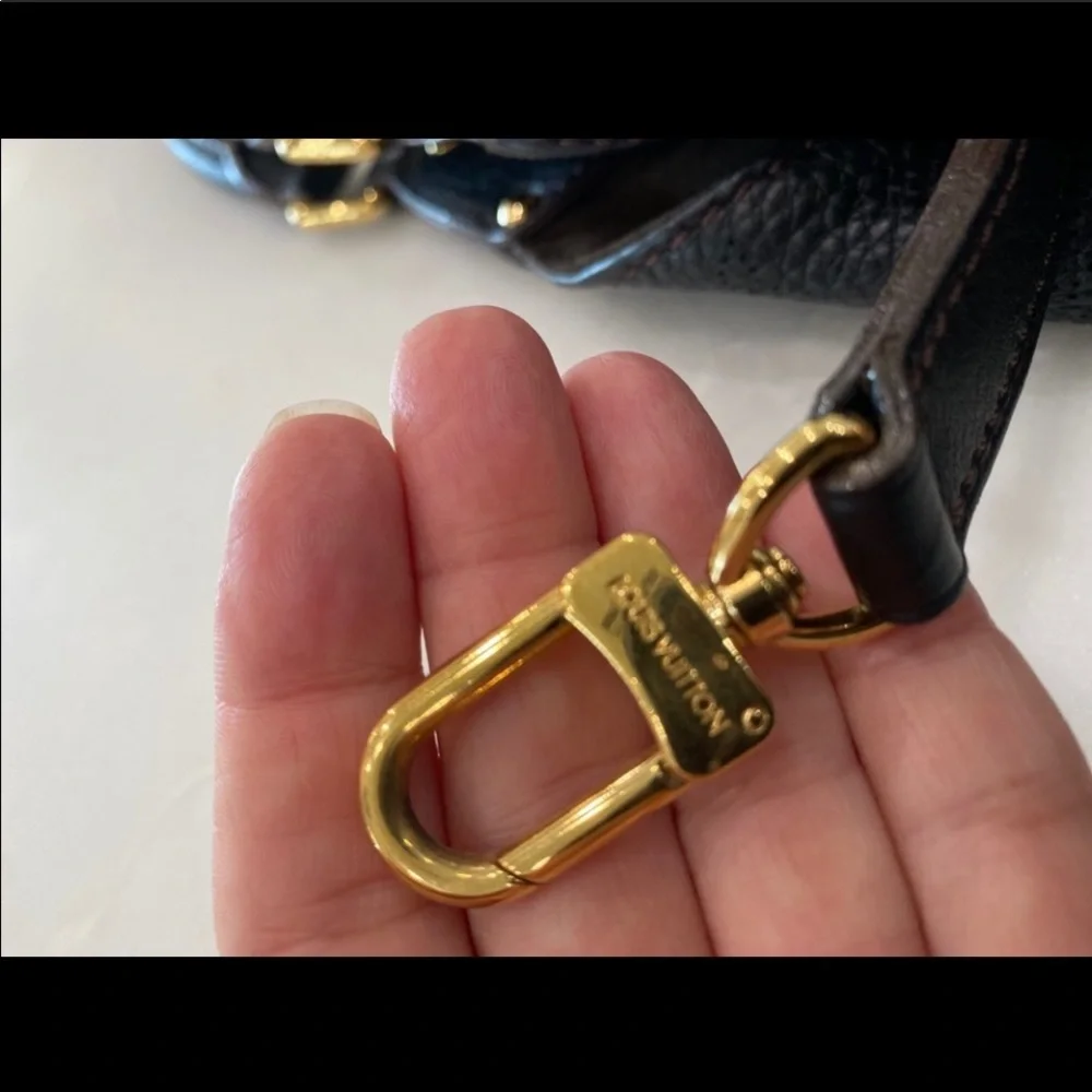 Louis Vuitton Black Monogram Hobo with Gold Hardware Mahina CL